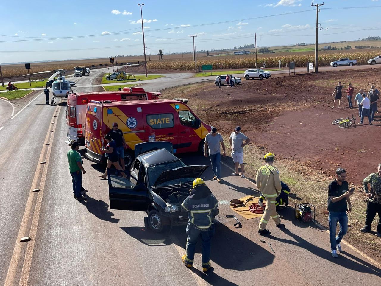 Grave acidente de trânsito no trevo de Maripá