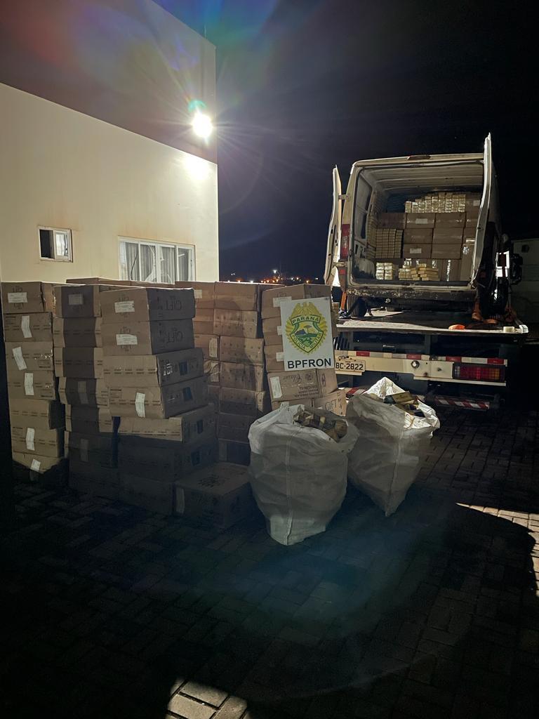 BPFRON e 21 BPM apreendem veiculo carregado cigarro em Bom Jesus do Sul-PR