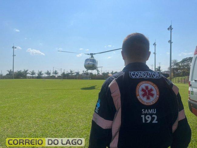 Mulher ferida por diversas facadas em Santa Helena é transferida de helicóptero para hospital de Toledo