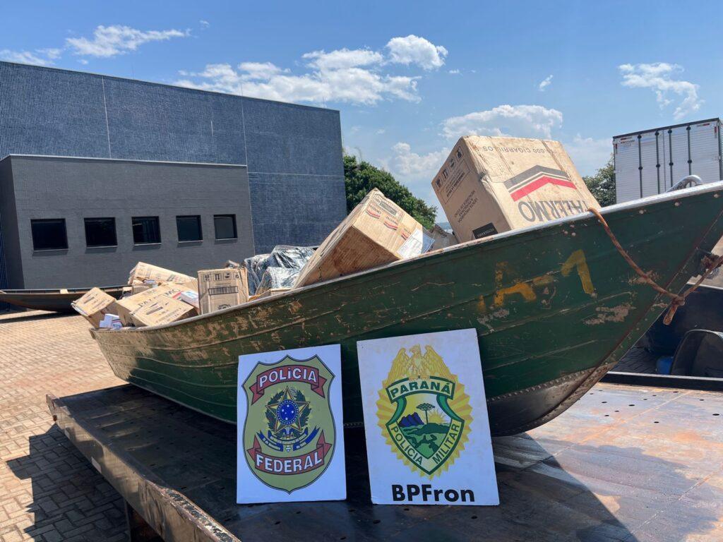 Policiais apreendem embarcação carregada com cigarros e inseticidas contrabandeados em Mercedes