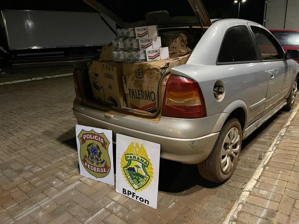 BPFRON e BOPE, aprende veiculo carregado com 1 tonelada de machona, no Paraná