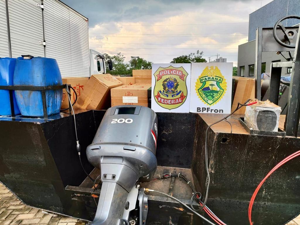 BPFron e Polícia Federal apreendem cigarros contrabandeados em Mercedes-PR