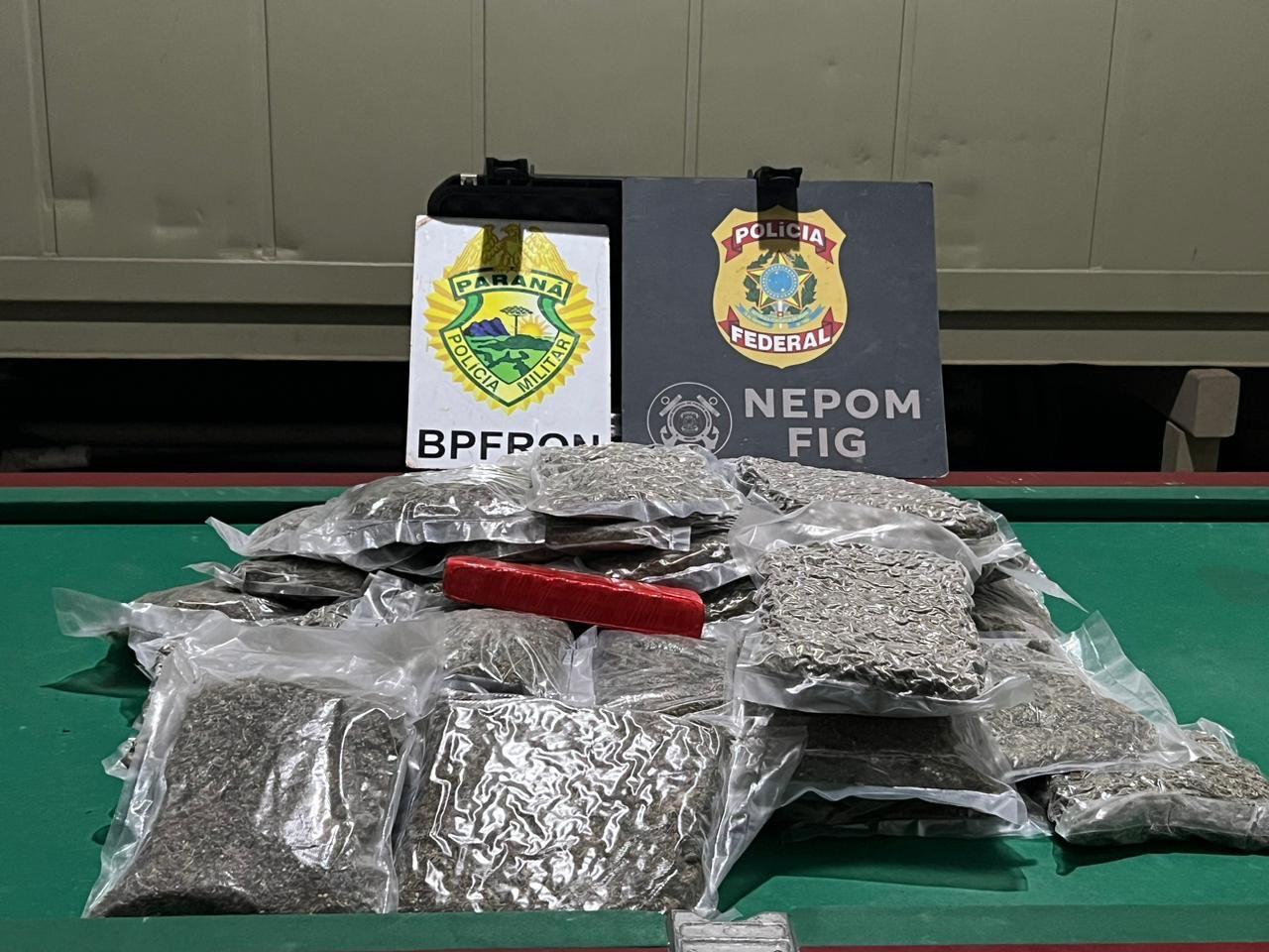 BPFRON e Polícia Federal apreendem drogas em Foz do Iguaçu-PR
