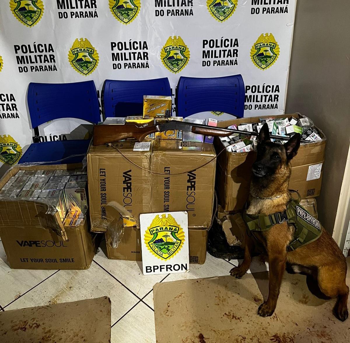 BPFRON apreende produtos contrabandeados e arma de fogo em Missal-PR
