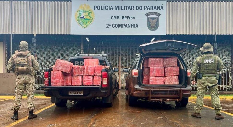 BPFRON e Polícia Federal apreendem mais de uma tonelada de maconha em Guaíra-PR