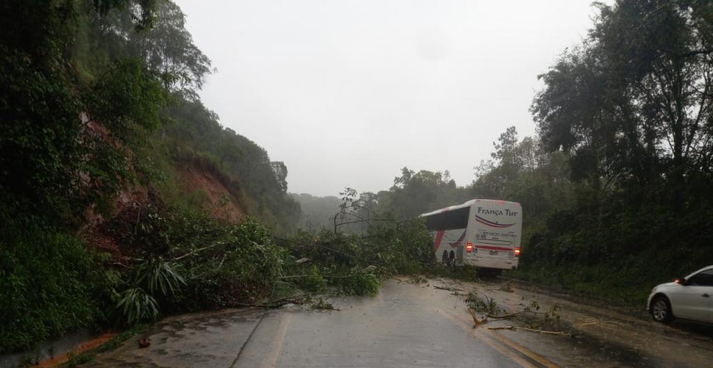 Trechos da BR 277 são interditados devido a alagamento e deslizamento