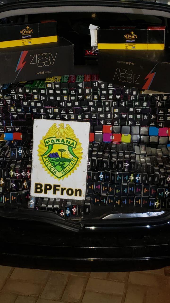 BPFRON apreende carro carregado com cigarros eletrônicos em Realeza-PR