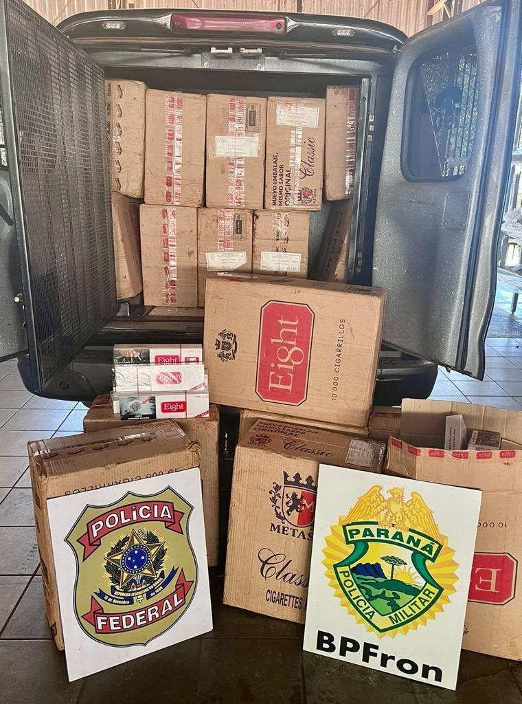 BPFRON e Polícia Federal apreendem cigarros contrabandeados em Guaíra-PR