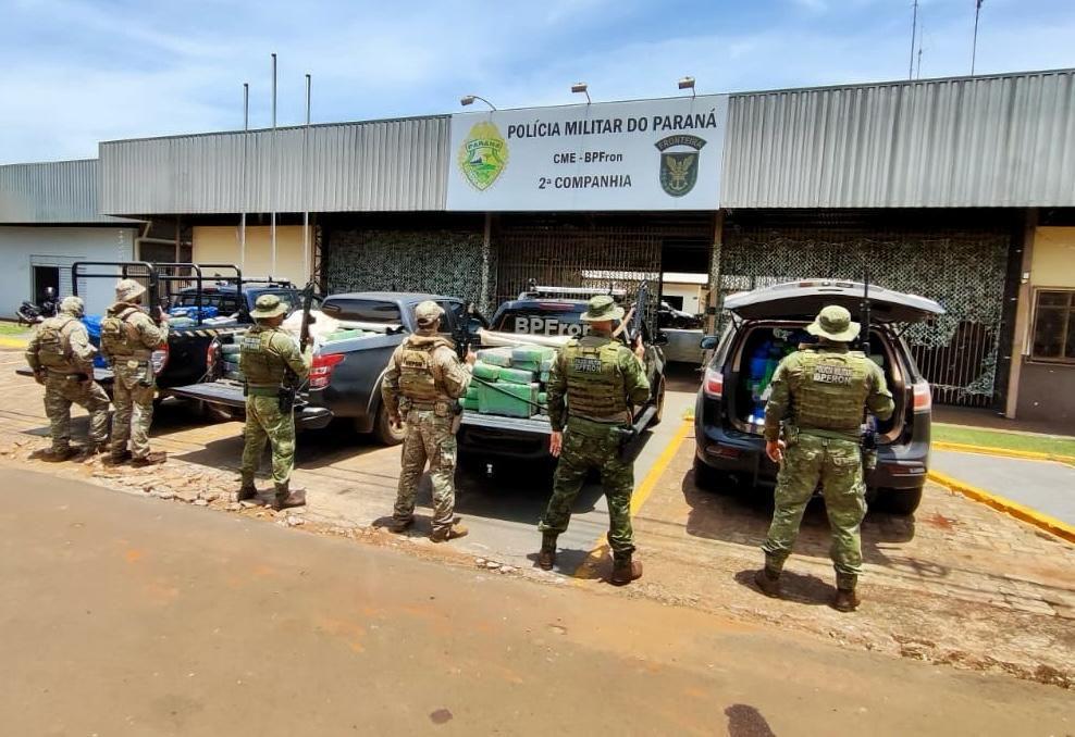 BPFRON e Polícia Federal apreendem mais de duas toneladas de drogas em Francisco Alves-PR