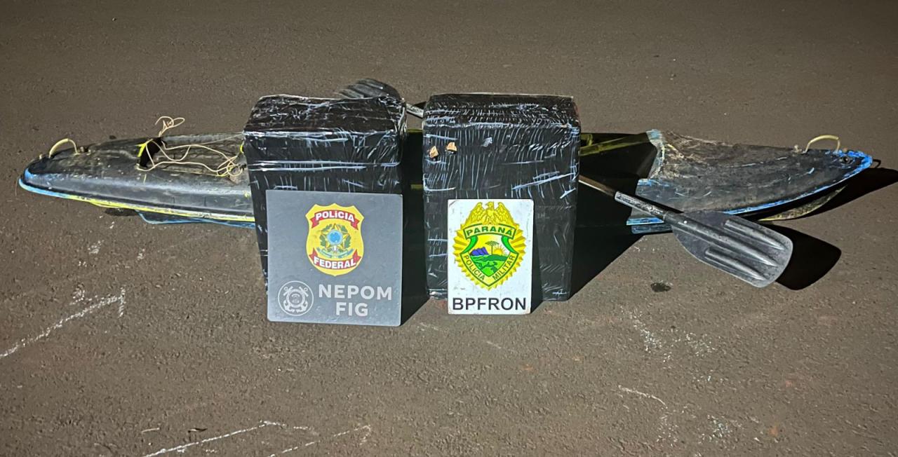 Foz do Iguaçu - BPFRON E NEPOM/PF apreendem caiaque com cigarros