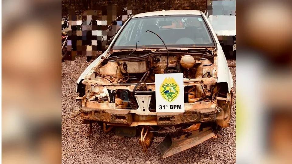 Veículo da EMATER de Jesuítas é recuperado, totalmente destruído em Formosa do Oeste