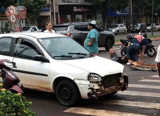 Vítima fica ferida em acidente de trânsito no centro de Palotina