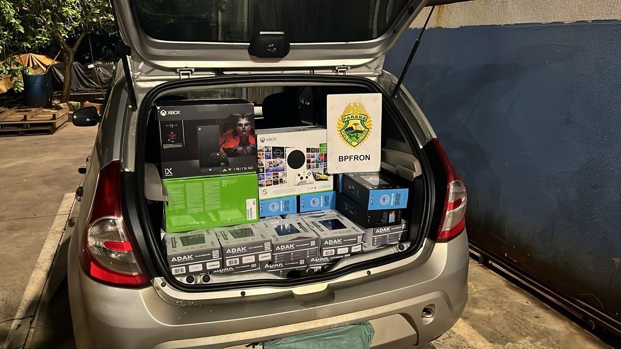 Medianeira-PR - BPFRON apreende veículo carregado com aparelhos eletrônicos