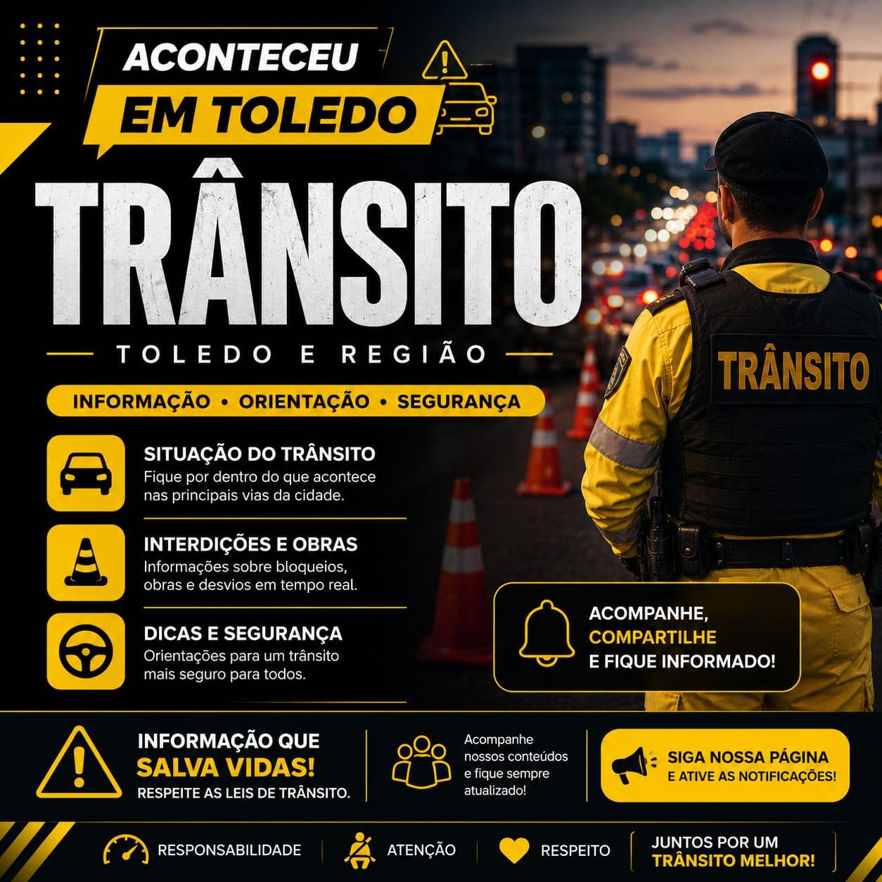 Acidente de trânsito é registrado na região central de Toledo
